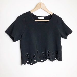 Sandro Paris, black cropped, cut out top